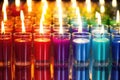 unpackaged candles with a rainbow of colors reflected in light