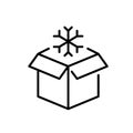 Unpacking a Christmas present. Parcel box and a snowflake. Pixel perfect icon