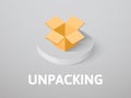 Unpacking isometric icon, isolated on color background