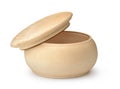 Unpainted round wooden container with lid