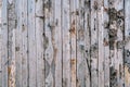 Unpainted wooden barn wall made of tightly fitted boards with peeling bark Royalty Free Stock Photo