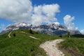 Unparved mountain road in green valley Royalty Free Stock Photo