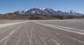Unpaved road in the Altiplano of the Siloli desert, part of the Reserva Eduardo Avaroa, Bolivia - at an altitude of 4600m
