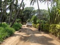 Unpaven road with big potholes