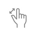 Unpinch with two fingers line icon. Multi touch screen gestures symbol