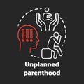 Unplanned parenthood chalk concept icon. Single parent idea. Postpartum depression, childbirth stress. Unintended