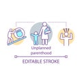 Unplanned parenthood concept icon. Single parenthood idea thin line illustration. Unwanted, unintended pregnancy