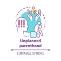 Unplanned parenthood concept icon. Single parent idea thin line illustration. Postpartum depression, childbirth stress