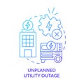 Unplanned utility outage blue gradient concept icon