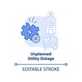 Unplanned utility outage blue light concept icon