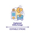 Unplanned utility outage concept icon