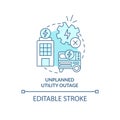 Unplanned utility outage turquoise concept icon