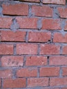 Unplastered red brick wall