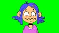 Unpleasantly surprised disgusted girl portrait in cartoon style. Isolated on green screen illustration