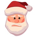 Unpleasantly surprised and upset santa claus face vector illustration. Christmas santa claus head icon isolated on white Royalty Free Stock Photo