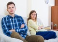 Unpleased person criticizing spouse