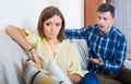 Unpleased person criticizing spouse