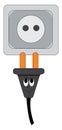 Unpluged plug with a smiling face vector illustration on a Royalty Free Stock Photo