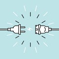 Unplugged electric plug and socket - disconnection, loss of connect, bond opening