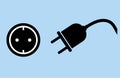 Unplugged electric plug and socket symbol vector illustration