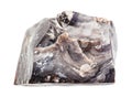 unpolished black Flint stone isolated on white