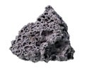 unpolished black pumice rock cutout on white
