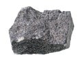 Unpolished gabbro rock cutout on white