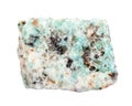 unpolished green amazonite granite rock isolated