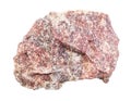 unpolished pink dolomite rock isolated on white
