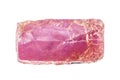 unpolished pink ruby crystal isolated on white