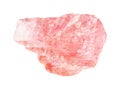 unpolished rhodochrosite crystal isolated on white