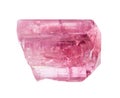 unpolished rubellite crystal isolated on white Royalty Free Stock Photo