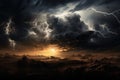 Unpredictable Thunder lighting extremely. Generate Ai Royalty Free Stock Photo