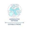 Unproductive software blue concept icon