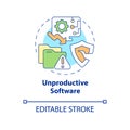 Unproductive software concept icon