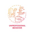 Unprofessional behavior red gradient concept icon