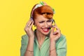 Unprofessional customer service representative.retro style Royalty Free Stock Photo