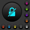 Unprotected dark push buttons with color icons