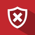Unprotected shield icon with shade