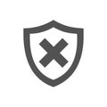 Unprotected shield icon with shade