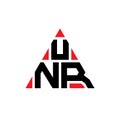 UNR triangle letter logo design with triangle shape. UNR triangle logo design monogram. UNR triangle vector logo template with red Royalty Free Stock Photo