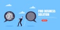 Unravel business chaos process with tangle difficult problem mess business concept