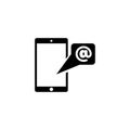Unread Email Notification. Smartphone Message. Flat Vector Icon illustration. Simple black symbol on white background. Phone Royalty Free Stock Photo