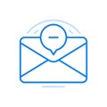 Unread letter by email vector line icon. Unverified newsletter closed envelope with minus.