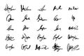 Unreadable handwriting font signature text on white background