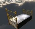Unreal Dream. Bed in sky