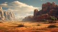 Unreal Engine 5: A Digital Fantasy Landscape Of Desert In Soft-focused Realism