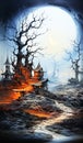 Unreal fantastic fantasy landscape. AI generator