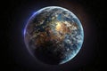 Unreal fantastic planet Earth globe in space. AI generative