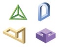 Unreal geometrical shapes symbols,